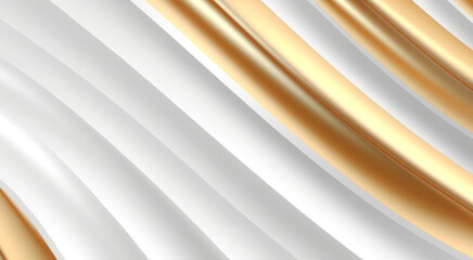 Obraz premium Abstract white background with gold dynamic effect. Motion Illustration. Trendy gradients. Can be used for advertising, marketing, presentation. AI generate 