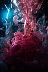 Fototapeta premium Closeup status background with liquid splash in red and blue tones