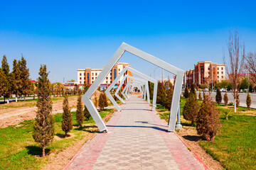 Pedesttian street in Urgench city, Uzbekistan