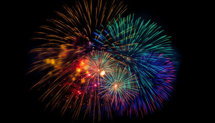 Explosive celebration ignites vibrant firework display colors generated by AI