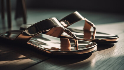 Shiny leather shoes, modern elegance for men generated by AI