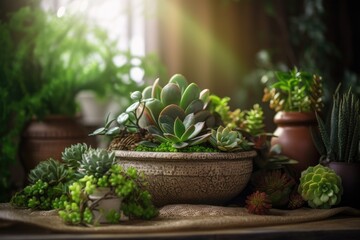 Houseplant Succulents, with various colors 