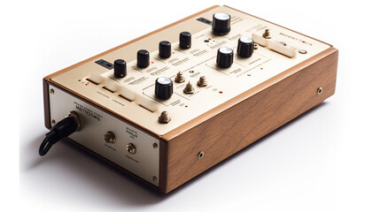 Old fashioned audio equipment knob controls modern technology generated by AI