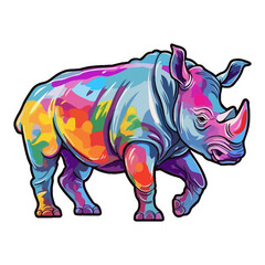 Fototapeta premium Colorful rhinoceros modern pop art style, Rhinoceros illustration, simple creative design.