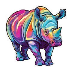 Colorful rhinoceros modern pop art style, Rhinoceros illustration, simple creative design.