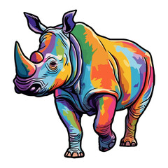Colorful rhinoceros modern pop art style, Rhinoceros illustration, simple creative design.