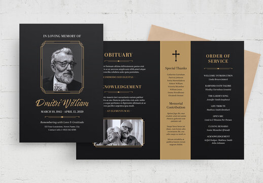 Gold and Black Funeral Program Template