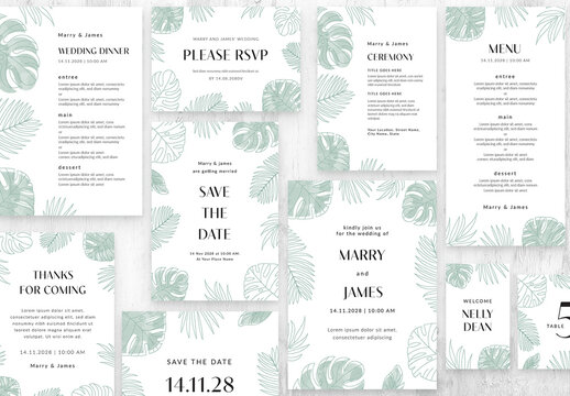 Tropical Wedding Invitation Templates Set