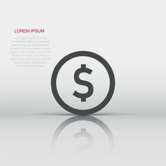 Coins stack icon in flat style. Dollar coin vector illustration on white isolated background. Money stacked business concept.