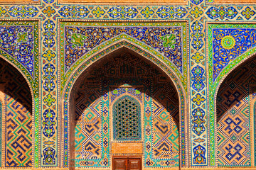 Registan mosaic pattern design background, Samarkand