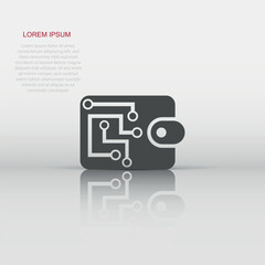 Digital wallet icon in flat style. Crypto bag vector illustration on white isolated background. Online finance, e-commerce business concept.