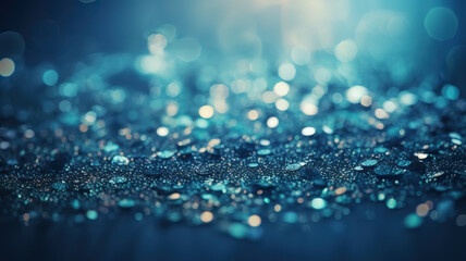 Blue  glitters background, beautiful bokeh backdrop