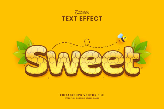 decorative honey editable text effect vector design