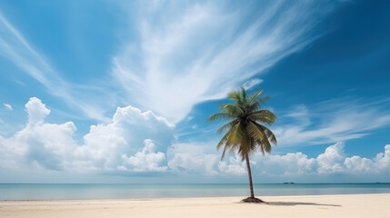 Obraz na płótnie Canvas Tropical beach with white sand and palm