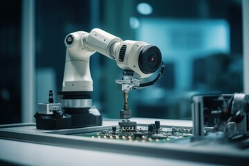 Fototapeta na wymiar Smart robot in manufacturing industry. Generative AI