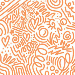 colorful line doodle, seamless pattern element