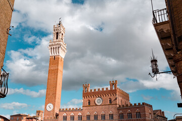 The Piazza del Campo, the central square of Siena, Italy