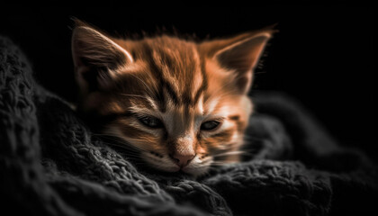 Cute kitten with soft fur and whiskers generated by AI