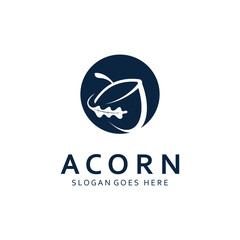 Acorn Logo Template with Leaves