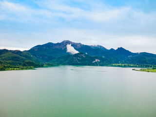 Kochelsee Lake aerial panoramic view, Germany