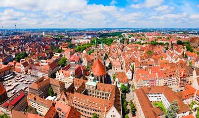 Nuremberg old town aerial panoramic view