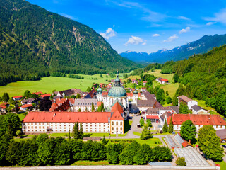 Ettal Abbey aerial panoramic view, Germany