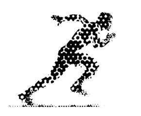 Stylized silhouette of a athletic and sporty man sprinting swiftly.