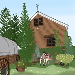 couple in flower garden