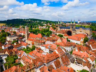Fototapeta na wymiar Bamberg old town aerial panoramic view