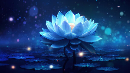 water lily flower blue lotus night bioluminescent