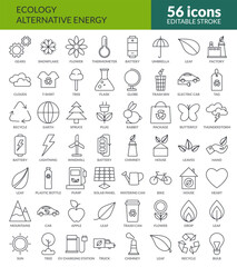 Big set of 56 Eco friendly related vector icons.