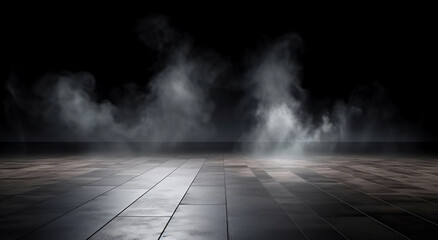 Mysterious fog on black background, generative AI