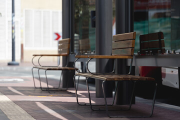 Bus at bus stop. Public Transportation.