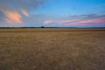 Cracked earth, desertification process, La Pampa Province, Patagonia, Argentina.