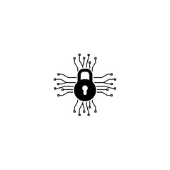 Cyber security icon. Padlock locked icon isolated on white background