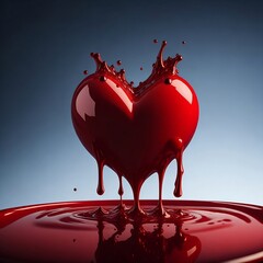 Dripping red heart chocolate