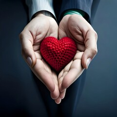 Obraz premium Two hands holding up a red heart