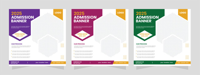 New elegant look school admission marketing banner, september admission open postcard and study banner