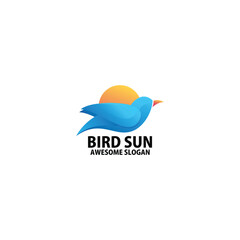 bird with sun logo design gradient colorful