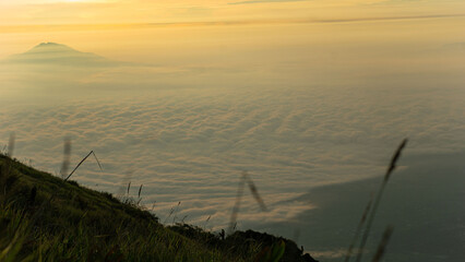 ocean of clouds from the top of the mountain, beautiful view