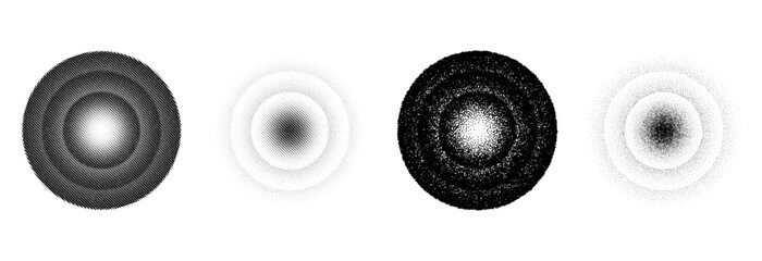 Concentric circle gradients in halftone and stippling effects