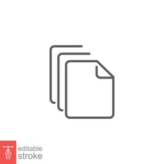 Document icon. Simple outline style. Copy, paper, blank, file, doc, folio, page, business concept. Thin line symbol. Vector illustration isolated on white background. Editable stroke EPS 10.