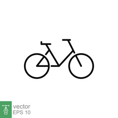 Bike icon. Simple outline style. Cycle, race, wheel, ride, adventure, cyclist, sport concept. Thin line symbol. Vector illustration isolated on white background. EPS 10.