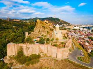 Fototapeta na wymiar Narikala fortress aerial panoramic view, Tbilisi