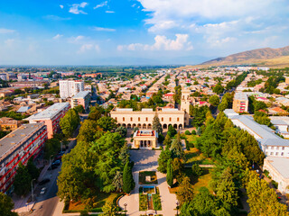 Gori town aerial panoramic view
