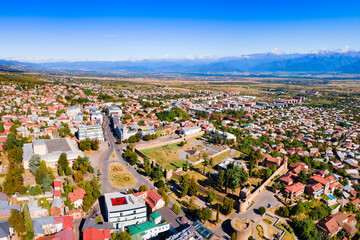 Telavi old town aerial panoramic view