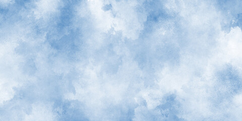 Abstract Watercolor shades blurry and defocused Cloudy Blue Sky Background, blurred and grainy Blue powder explosion on white background, Classic hand painted Blue watercolor background for design.