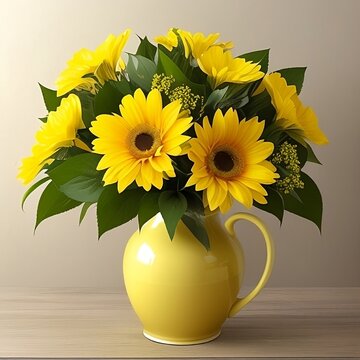 bouquet of sunflowers, bouquet of yellow flowers, yellow theme ai generated art