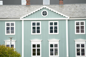 beautiful buildings in the city of Reykjavik, Iceland. details.