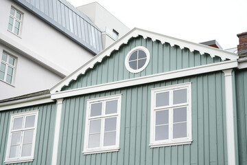 beautiful buildings in the city of Reykjavik, Iceland. details.